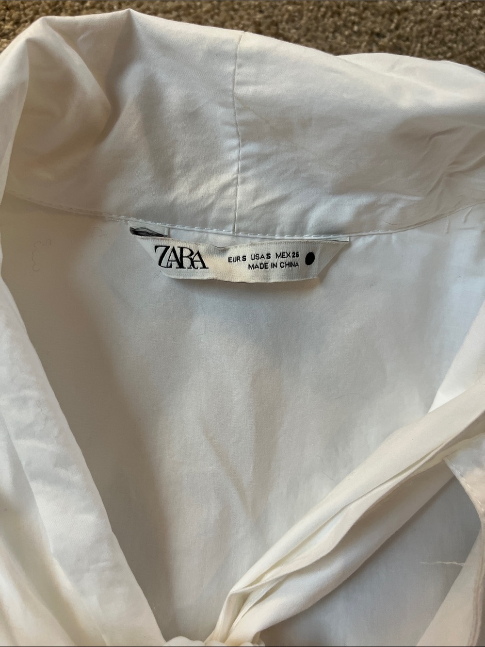 👑👑Zara 💯%Cotton Generous szS Mega Maximalist Double Ruffle Big Bow White Blouse - Picture 4 of 10
